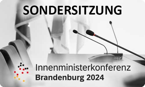 Teaserbild mit Aufschrift Sondersitzung IMK Brandenburg