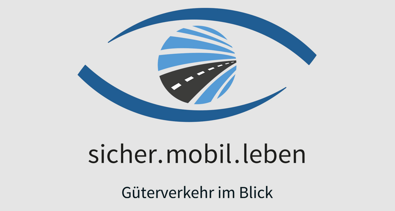 Logo Verkehrssicherheitskampagne mit einem symbolischen Auge und der Aufschrift mobil. sicher. leben.
